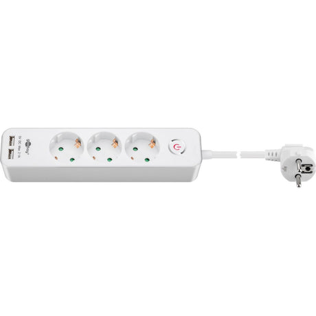Goobay 3-weg stekkerdoos met schakelaar en usb (wit, 3x stekker, 2x usb-a, kabel 1.5 meter, 2x usb-a)