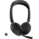 Jabra evolve2 65 flex duo, ms on-ear headset (zwart, stereo, usb-c, link380c, microsoft teams)