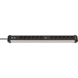 Brennenstuhl premium-alu-line stekkerdoos 12-voudig 3 m h05vv-f 3g1,5 2x 6-voudig schakelbare contactdozen