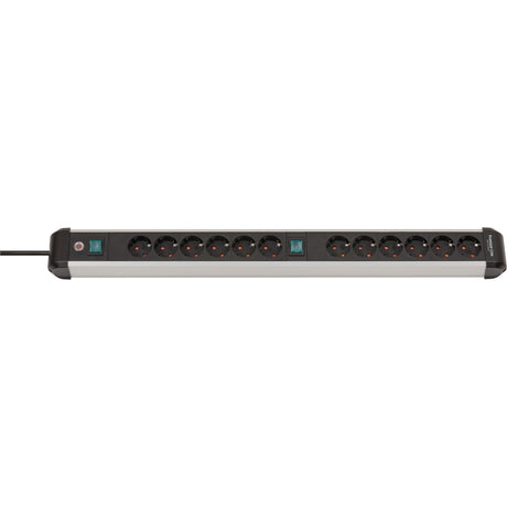 Brennenstuhl premium-alu-line stekkerdoos 12-voudig 3 m h05vv-f 3g1,5 2x 6-voudig schakelbare contactdozen