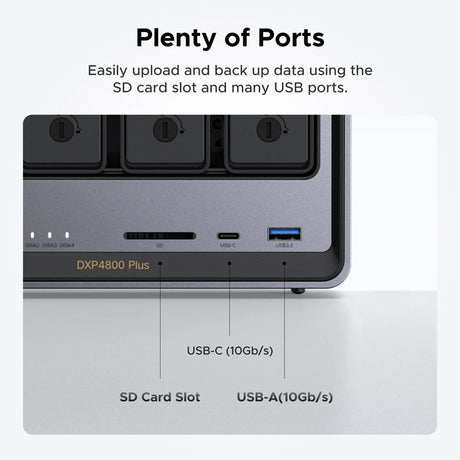 Ugreen nasync dxp4800 plus (grijs, 1x 2,5gbe, 1x 10gbe, hdmi, usb-c)