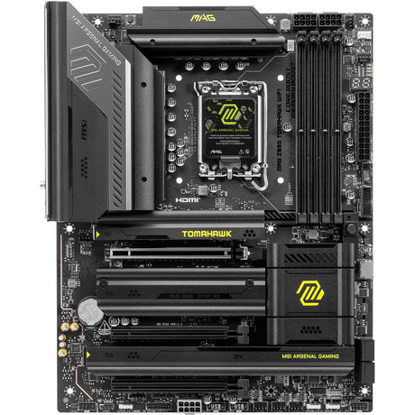 Msi mag z890 tomahawk wifi socket 1851 moederbord (zwart geel, raid, 5gb-lan, wi-fi 7, bt, sound, atx)