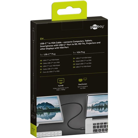Goobay usb-c naar vga adapterkabel (zwart, 1,8 meter)
