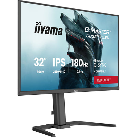 Iiyama g-master red eagle gb3272qsu-b1 31.5 gaming monitor (zwart (mat), 1x displayport, 2x hdmi, 2x usb-c, 2x usb-a, 180 hz)
