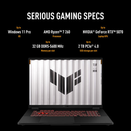 Asus tuf gaming a18 fa808um-s8132w 18 gaming laptop (zwart grijs | r7 260 | rtx 5060 | 16 gb | 512 gb ssd)