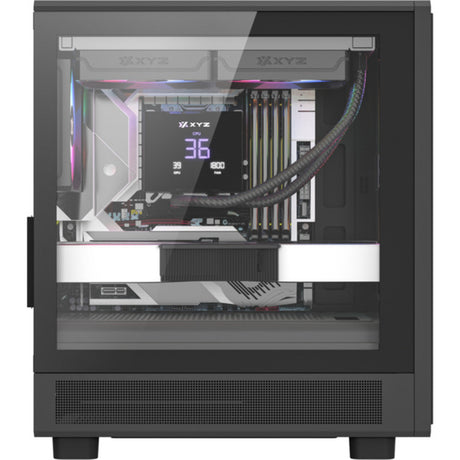 Xyz pc gear atom midi tower behuizing (zwart | 2x usb-a | 1x usb-c | tempered glass)