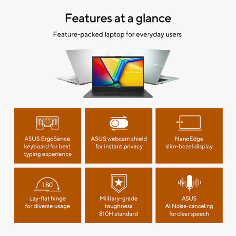 Asus vivobook go 15 e1504fa-bq5403w 15.6 laptop (zwart | ryzen 5 40 | radeon 610m | 8 gb | 512 gb ssd)