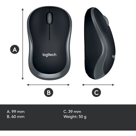 Logitech wireless mouse m185 (grijs, retail)