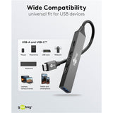 Goobay slanke usb-hub met 4 poorten, usb-c naar usb-c usb-a, 5 gbit s (lichtgrijs)
