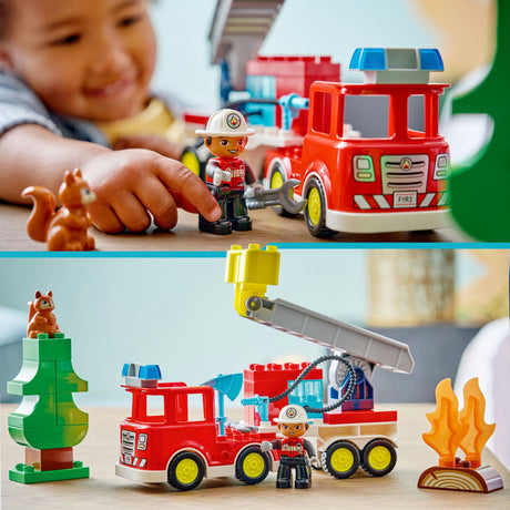 Lego duplo brandweertruck met slang en brandweerman educatief speelgoed voor kinderen 10473