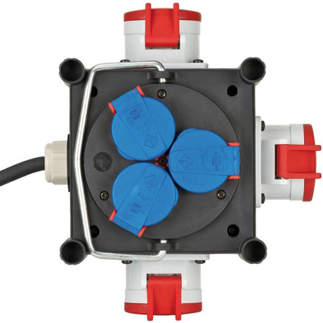 Brennenstuhl compacte rubberen stroomverdeler bsv 3 ls e 16 2 ip44 1 meter 3-voudige stekkerdoos (zwart, 3x stekker, 3x geaard, 3x cee)