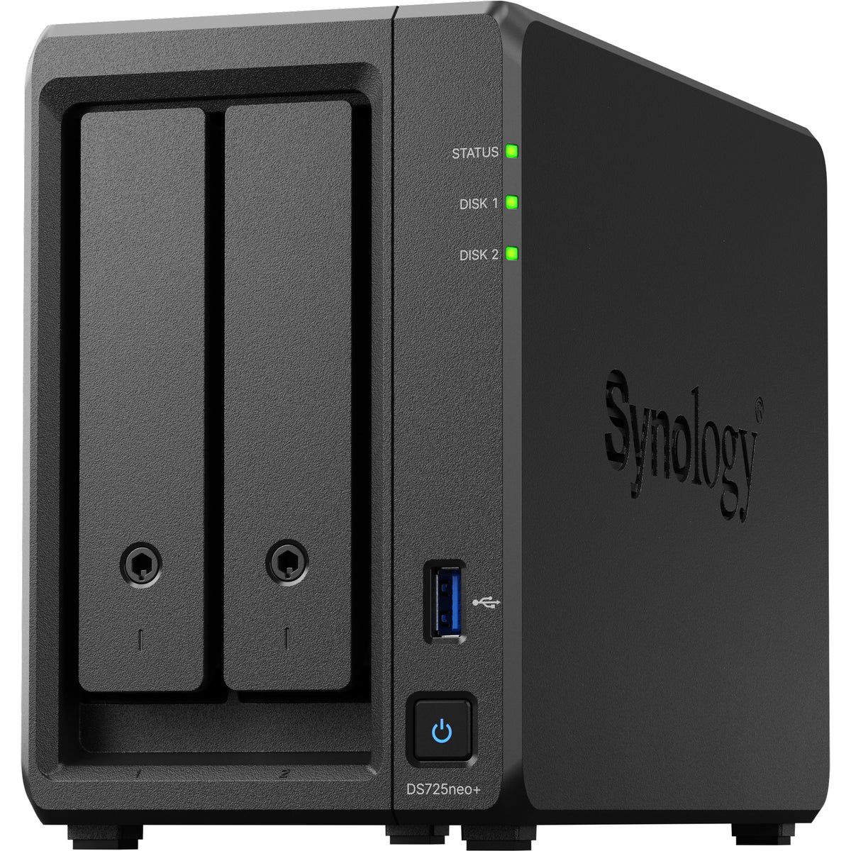 Synology diskstation ds725neo+ nas (zwart, 2x lan, usb-a 3.2 (5 gbit s))