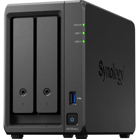 Synology diskstation ds725neo+ nas (zwart, 2x lan, usb-a 3.2 (5 gbit s))