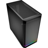 Sharkoon mk4 rgb strip mini tower behuizing (zwart | 2x usb-a | 1x usb-c | rgb)