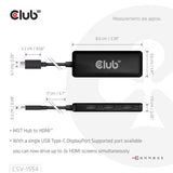 Club 3d usb-c naar triple hdmi mst hub 4k60hz adapter (zwart)