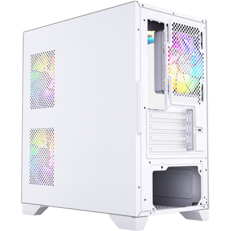 Xyz pc gear titanium view lite midi tower behuizing (wit | 2x usb-a | tempered glass)