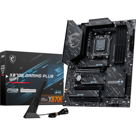 Msi x870e gaming plus wifi socket am5 moederbord (zwart, raid, 5gb-lan, wi-fi 7, bt, sound, atx)