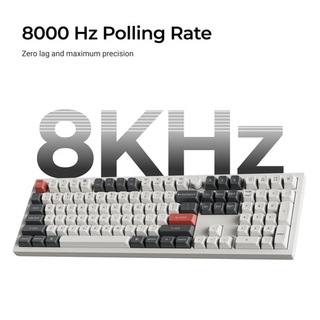 Keychron q6 ultra-m4 8k wireless custom mechanical keyboard (zwart, us lay-out (qwerty), silk pom banana, 100%, rgb, hot swap, 8k, 2.4 ghz bluetooth 5.2 usb-c)