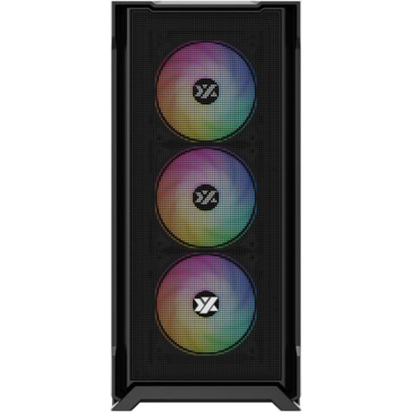 Xyz pc gear airone 300-x mesh midi tower behuizing (zwart | 1x usb-a | 1x usb-c | tempered glass)