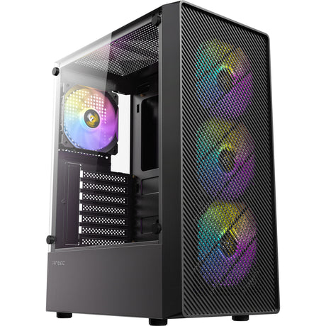 Antec ax26 rgb elite midi tower behuizing (zwart | 3x usb-a | tempered glass)