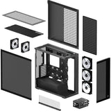 Arctic xtender vg midi tower behuizing (zwart (mat) | 2x usb-a | 1x usb-c | rgb | tempered glass)