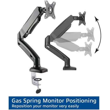 Act connectivity monitorarm office met gasveer, 1 scherm (zwart)