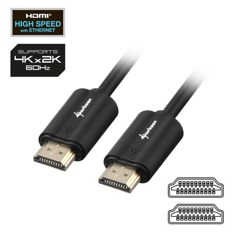 Sharkoon hdmi 2.0 kabel (zwart, 10 meter, 4k)
