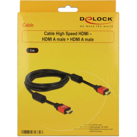 Delock high speed hdmi – hdmi a male > hdmi a male kabel (zwart, 3 meter)