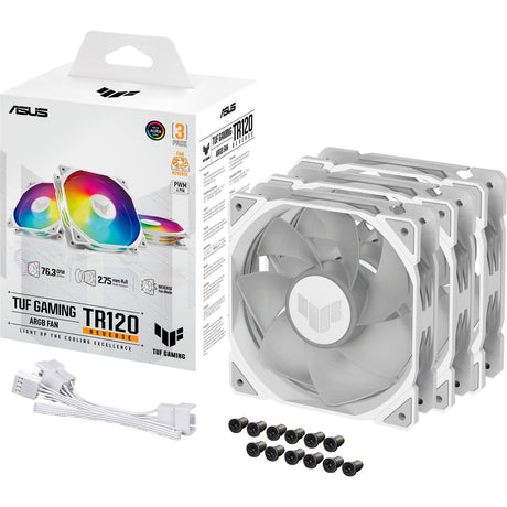 Asus tuf gaming tr120 argb reverse case fans (wit, 3 stuks, 120 x 120 x 28 mm)