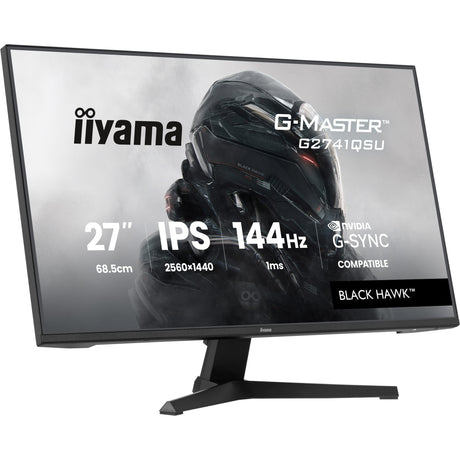Iiyama g-master black hawk g2741qsu-b1 27 gaming monitor (zwart, hdmi, displayport, 2x usb-a, usb-b, 144 hz)