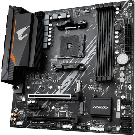 Gigabyte b550m aorus elite socket am4 moederbord (zwart grijs, raid, gb-lan, sound, µatx)
