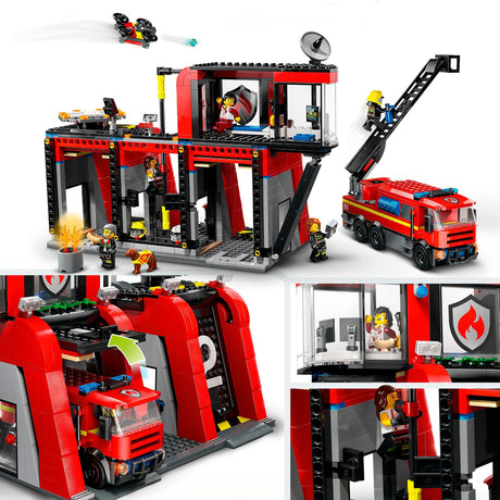 Lego city - brandweerkazerne en brandweerauto constructiespeelgoed (60414)