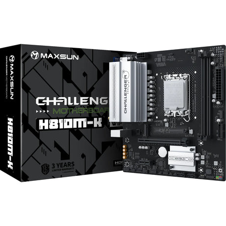 Maxsun ms-challenger h810m-k wifi socket 1851 moederbord (zwart, gb-lan, wlan, bt, sound, µatx)