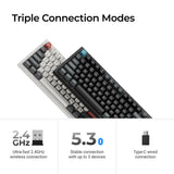 Keychron q3 ultra-m1 8k wireless custom mechanical keyboard (zwart, us lay-out (qwerty), silk pom red, 80% (tkl), rgb, hot swap, 8k, 2.4 ghz | bluetooth 5.2 | usb-c)