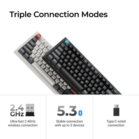Keychron q3 ultra-m1 8k wireless custom mechanical keyboard (zwart, us lay-out (qwerty), silk pom red, 80% (tkl), rgb, hot swap, 8k, 2.4 ghz | bluetooth 5.2 | usb-c)