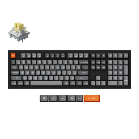 Keychron k10 max-h14 rgb mechanisch toetsenbord (zwart, us lay-out (qwerty), apex banana, 100%, rgb leds, osa double-shot pbt, hot swap, usb-c | 2.4 ghz | bluetooth 5.1)