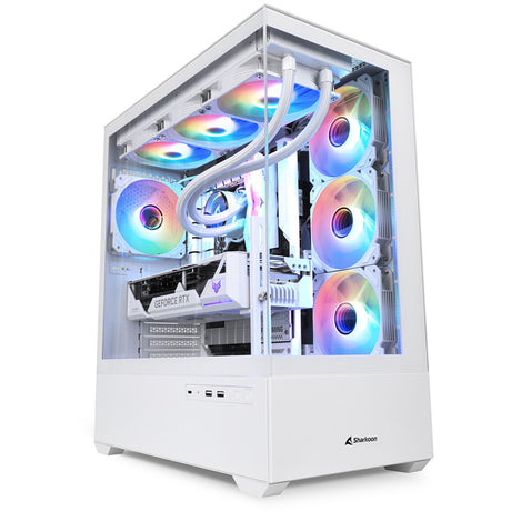 Sharkoon ak6 rgb midi tower behuizing (wit | 2x usb-a | 1x usb-c | rgb | tempered glass)