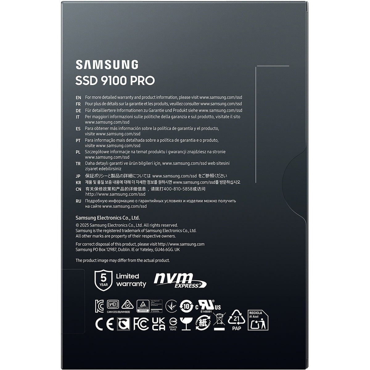 Samsung 9100 pro 4 tb ssd (mz-vap4t0bw, pcie gen 5.0 x4, nvme 2.0)
