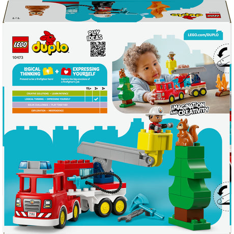 Lego duplo brandweertruck met slang en brandweerman educatief speelgoed voor kinderen 10473
