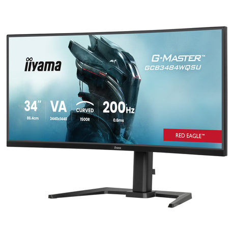 Iiyama g-master red eagle gcb3484wqsu-b2 34 curved ultrawide gaming monitor (zwart, 1x displayport, 2x hdmi, 2x usb-c, 2x usb-a)