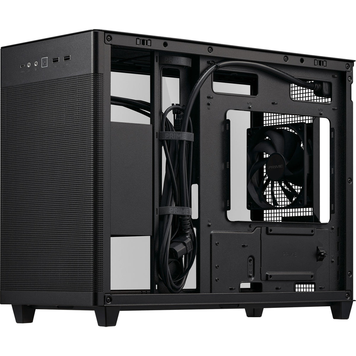 Asus prime ap201 mini tower behuizing (zwart | 2x usb-a | 1x usb-c | tempered glass)