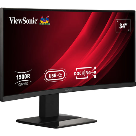 Viewsonic uwqhd curved docking monitor met kvm-switch vg3419c 34 ultrawide (zwart (mat), 1x displayport, 1x hdmi, 1x usb-c, 3x usb-a, 1x rj-45, 120 hz)
