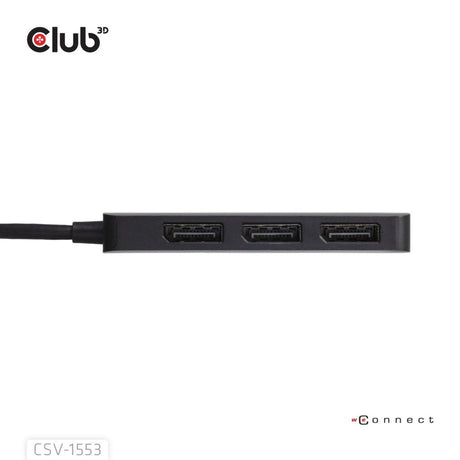Club 3d usb-c naar 3x displayport hub (zwart)