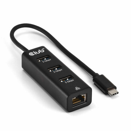 Club 3d usb‑c 3.2 gen 1 naar 3x usb‑a + ethernet dockingstation (zwart)