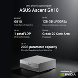Asus ascent gx10 arm v9.2-a 128 2 mini-pc (donkergrijs | nvidia gb10 grace blackwell | dgx spark | nvlink-c2c | 128 gb | 2 tb ssd)