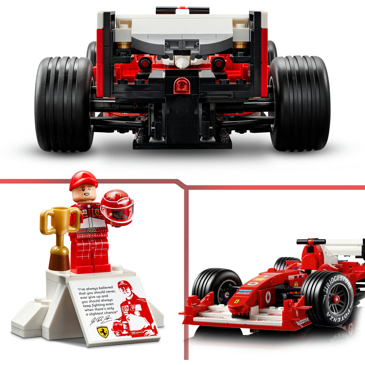 Lego icons ferrari f2004 en michael schumacher model auto bouwpakket voor volwassenen en decoratie 11375