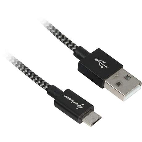 Sharkoon usb 2.0 kabel, usb-a > micro-usb b (zwart grijs, 1 meter)