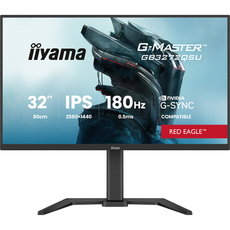 Iiyama g-master red eagle gb3272qsu-b1 31.5 gaming monitor (zwart (mat), 1x displayport, 2x hdmi, 2x usb-c, 2x usb-a, 180 hz)