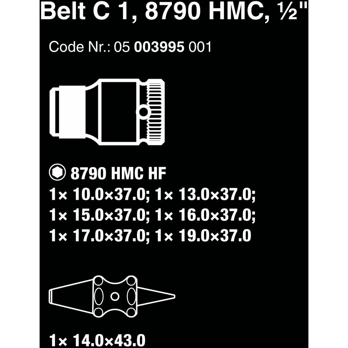 Wera belt c 1 zyklop doppenset, 1 2 dopsleutel (zwart, 7-delig, met vasthoudfunctie)