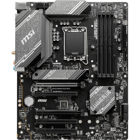 Msi b760 gaming plus wifi socket 1700 moederbord (grijs zwart, raid, 2.5gb-lan, wi-fi 6e, bt, sound, atx)